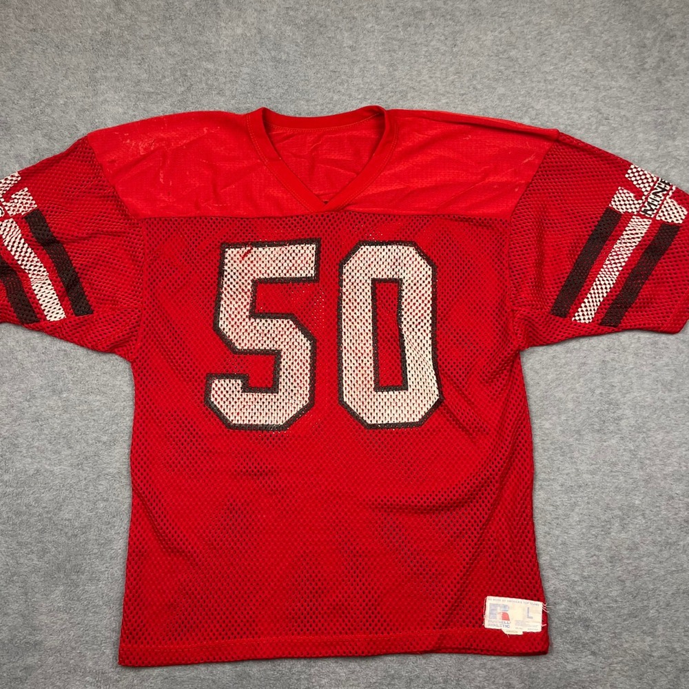 Russell Athletic Jersey Mens L Red Miners 50 Football Mesh Vintage USA Made